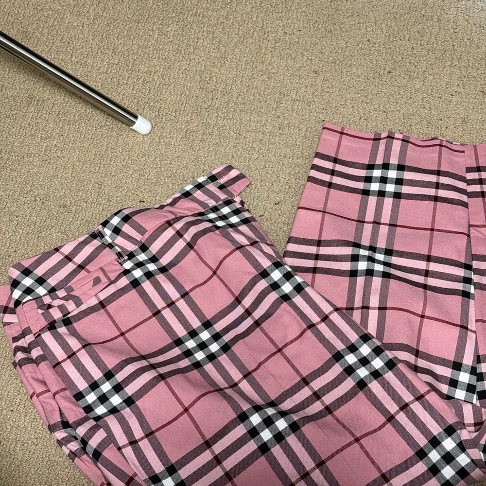 Ashley Stewart Pink and Black Plaid Capris